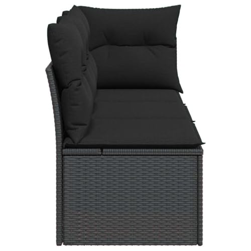 INLIFE Gartensofa mit Kissen 3-Sitzer Schwarz Poly Rattan,Möbel,Gartenmöbel,Gartensitzmöbel,Gartensofas,Schwarz,25 KG,365987 von INLIFE