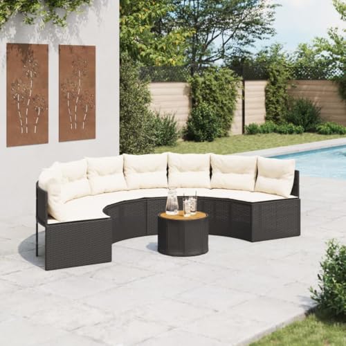 INLIFE Gartensofa mit Tisch und Kissen Halbrund Schwarz Poly-Rattan,Möbel,Gartenmöbel,Gartensitzmöbel,Gartensofas,Schwarz,40 KG,3318530 INLIFE Gartensofa mit Tisch und Kissen Halbrund Schwarz Poly-Rattan,Möbel,Gartenmöbel,Gartensitzmöbel,Gartensofas,Schwarz,40 KG,3318530 von INLIFE