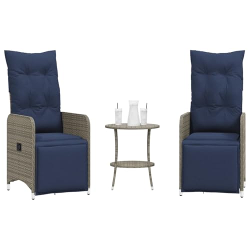 INLIFE Gartenstühle Verstellbar 2 STK. mit Tisch Grau Poly Rattan,Möbel,Gartenmöbel,Gartensitzmöbel,Gartenstühle,Grau,23.4 KG,365709 INLIFE Gartenstühle Verstellbar 2 STK. mit Tisch Grau Poly Rattan,Möbel,Gartenmöbel,Gartensitzmöbel,Gartenstühle,Grau,23.4 KG,365709 von INLIFE