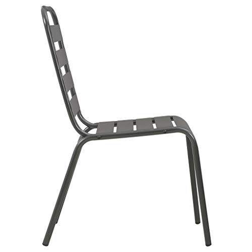 INLIFE Gartenstuhl-Set 3-TLG. Stapelbar Pulverbeschichteter Stahl,Möbel,Gartenmöbel,Gartenmöbel-Sets,Anthrazit,20.05 KG,3283764 von INLIFE