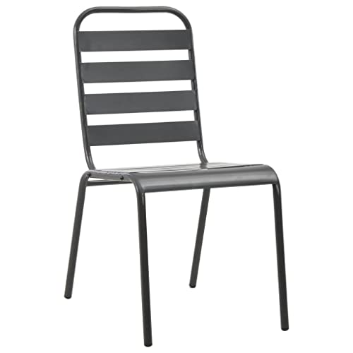INLIFE Gartenstuhl-Set 5-TLG. Stapelbar Pulverbeschichteter Stahl,Möbel,Gartenmöbel,Gartenmöbel-Sets,Anthrazit,30.7 KG,3283765 von INLIFE