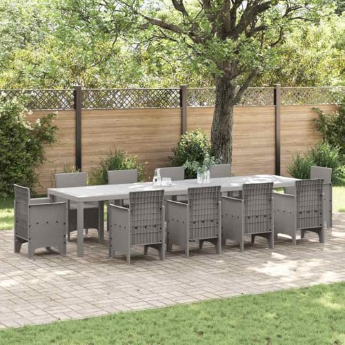 INLIFE Gartentisch Hellgrau 350 x 100 x 73 cm Poly-Rattan,Möbel,Gartenmöbel,Gartentische,Hellgrau,36.4 KG,3378527 von INLIFE