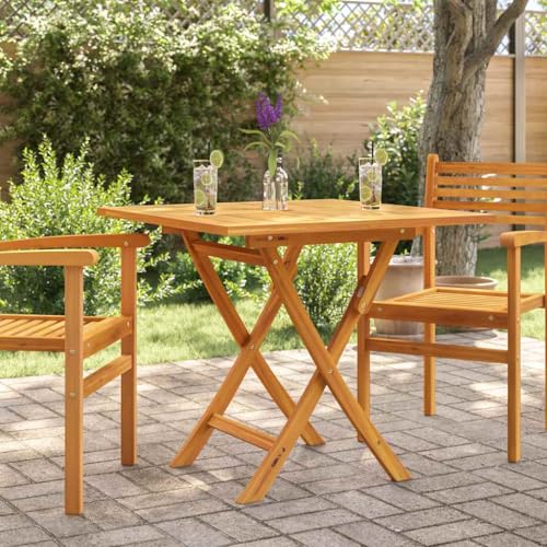 INLIFE Gartentisch Klappbar 85x85x76 cm Teak Massivholz,Möbel,Gartenmöbel,Gartentische,Braun,12.5 KG,47419 von INLIFE