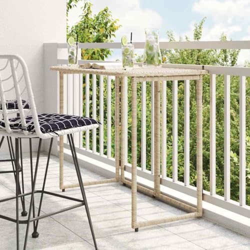 INLIFE Gartentisch Klappbar Beige 90x51x75 cm Poly Rattan,Möbel,Gartenmöbel,Gartentische,Beige,6.8 KG,4108257 von INLIFE