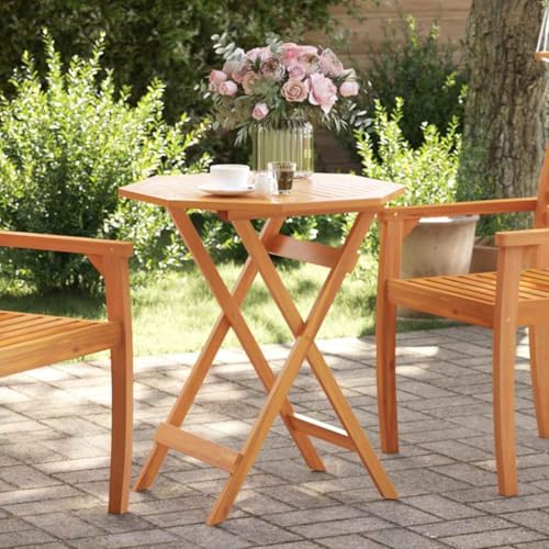 INLIFE Gartentisch Klappbar Ø70x75 cm Massivholz Akazie,Möbel,Gartenmöbel,Gartentische,Braun,8 KG,4004910 von INLIFE