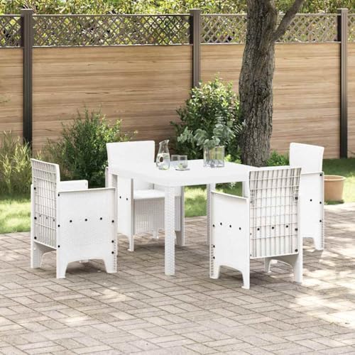 INLIFE Gartentisch Weiß 100 x 100 x 73 cm Poly-Rattan,Möbel,Gartenmöbel,Gartentische,Weiß,10.7 KG,871682 von INLIFE