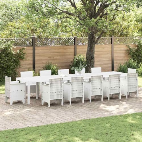 INLIFE Gartentisch Weiß 400 x 100 x 73 cm Poly-Rattan,Möbel,Gartenmöbel,Gartentische,Weiß,41.1 KG,3378530 von INLIFE