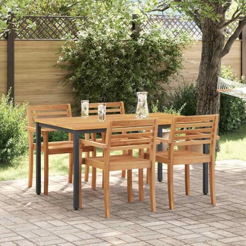 INLIFE Gartentische Natur und Schwarz 150 x 90 x 75 cm,Möbel,Gartenmöbel,Gartentische,Braun,21.2 KG,4010611 von INLIFE