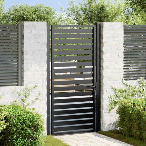 INLIFE Gartentor Abschließbar Schwarz 100x180 cm Aluminium,Heimwerkerbedarf,Hauseinzäunung,Gartentore,Schwarz,19.65 KG,42004149 von INLIFE
