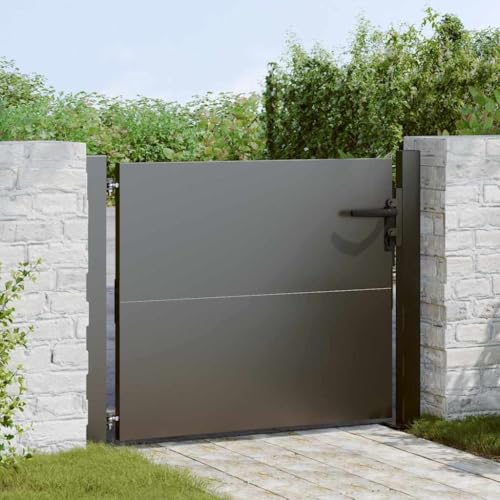 INLIFE Gartentor Schwarz 105 x 100 cm Pulverbeschichteter Stahl,Heimwerkerbedarf,Hauseinzäunung,Gartentore,Schwarz,16.8 KG,42015904 von INLIFE