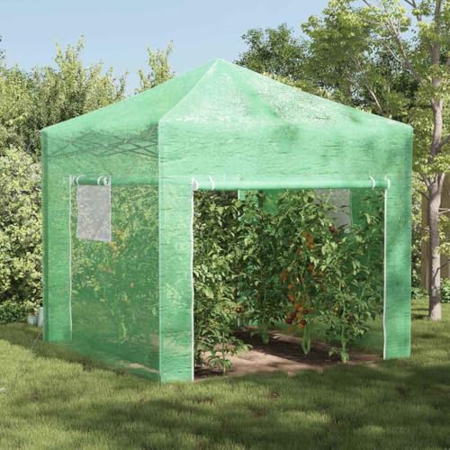 INLIFE Gewächshaus mit Dach Grün 290 x 290 x 315 cm Stahl,Heim & Garten,Rasen & Garten,Gartenpflege,Gewächshäuser,Grün,17.8 KG,42006643 von INLIFE