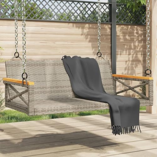 INLIFE Hängebank Grau 109x62x40 cm Poly Rattan,Möbel,Gartenmöbel,Gartensitzmöbel,Gartenbänke,Grau,8.8 KG,368153 von INLIFE
