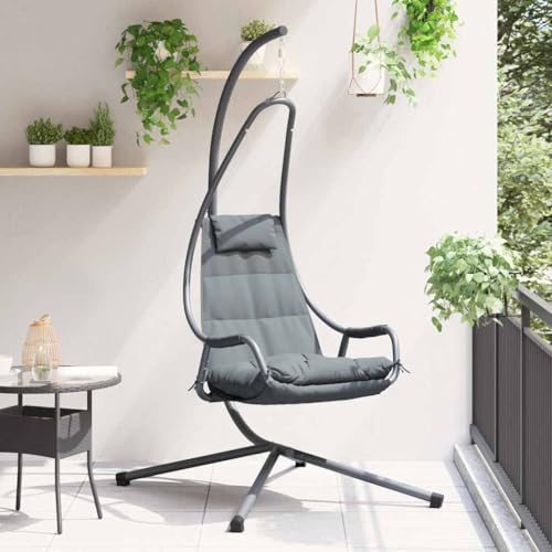 INLIFE Hängendes Ei-Stuhl Anthrazit 94 x 107 x 196,5 cm Stahl,Heim & Garten,Rasen & Garten,Garten & Balkon,Hollywoodschaukeln,Anthrazit,21.6 KG,42003852 von INLIFE