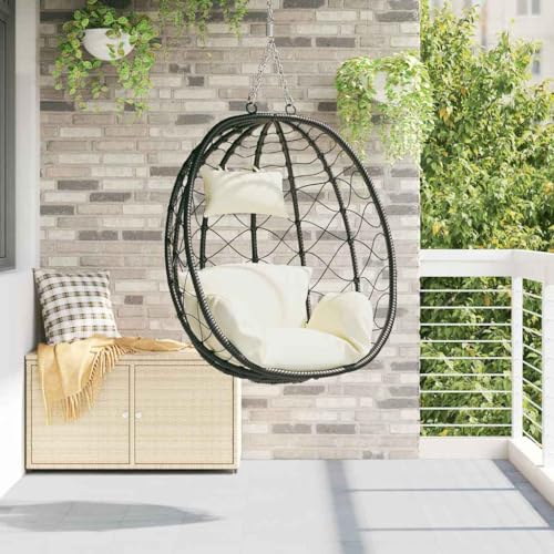 INLIFE Hängendes Ei-Stuhl Cremeweiß 91.5 x 60 x 110 cm Poly-Rattan,Heim & Garten,Rasen & Garten,Garten & Balkon,Hollywoodschaukeln,Creme,11.4 KG,42003845 von INLIFE