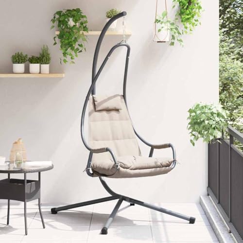 INLIFE Hängendes Ei-Stuhl Falten Taupe 94 x 107 x 196,5 cm Stahl,Heim & Garten,Rasen & Garten,Garten & Balkon,Hollywoodschaukeln,Taupe,21.6 KG,42003853 von INLIFE