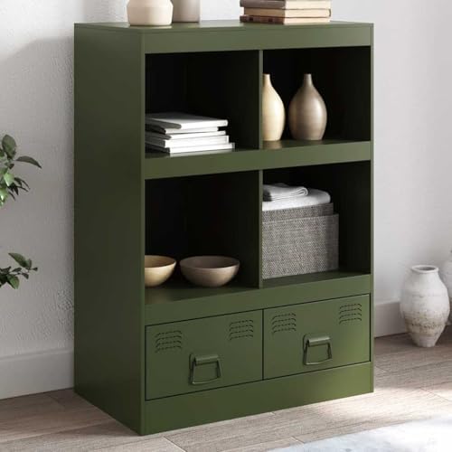 INLIFE Highboard Olivgrün 67x39x95 cm Stahl,Möbel,Schränke,Sideboards,Grün,20.31 KG,841803 von INLIFE