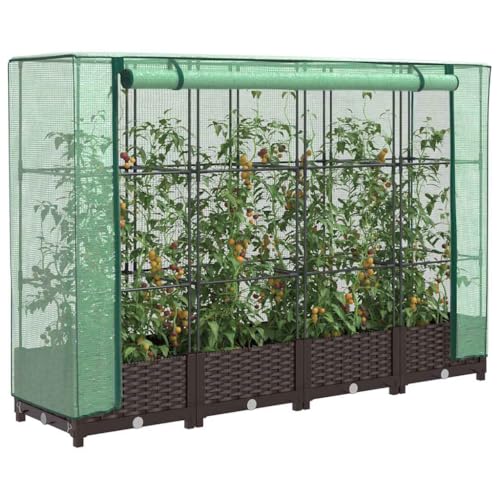 INLIFE Hochbeet mit Gewächshaus-Aufsatz Rattan-Optik 160x40x123 cm,Heim & Garten,Rasen & Garten,Gartenpflege,Blumentöpfe & Pflanzgefäße,Braun,10.3 KG,4015798 von INLIFE