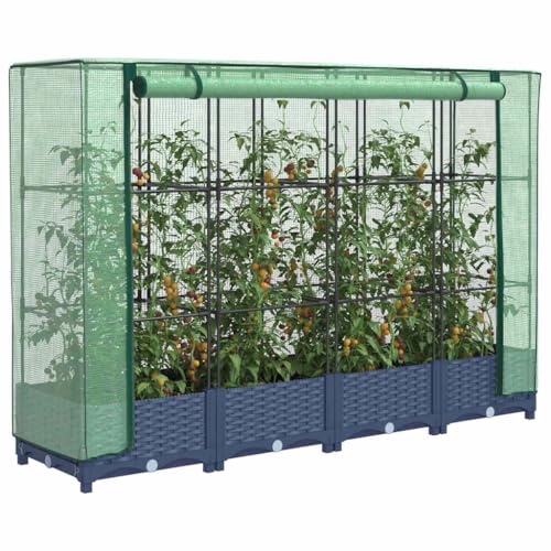 INLIFE Hochbeet mit Gewächshaus-Aufsatz Rattan-Optik 160x40x123 cm,Heim & Garten,Rasen & Garten,Gartenpflege,Blumentöpfe & Pflanzgefäße,Grau,10.3 KG,4015826 von INLIFE