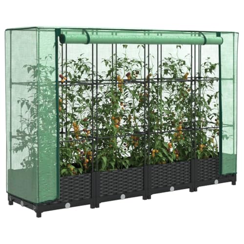 INLIFE Hochbeet mit Gewächshaus-Aufsatz Rattan-Optik 160x40x123 cm,Heim & Garten,Rasen & Garten,Gartenpflege,Blumentöpfe & Pflanzgefäße,Schwarz,10.3 KG,4015812 von INLIFE