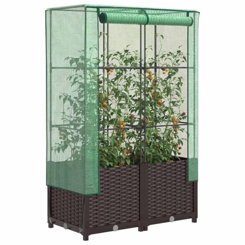 INLIFE Hochbeet mit Gewächshaus-Aufsatz Rattan-Optik 80x40x138 cm,Heim & Garten,Rasen & Garten,Gartenpflege,Blumentöpfe & Pflanzgefäße,Braun,7.13 KG,4015800 von INLIFE