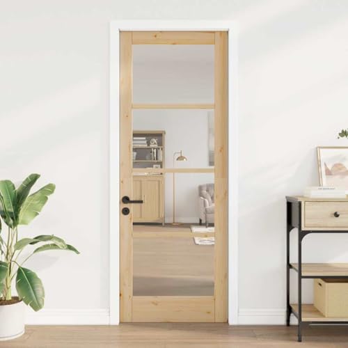 INLIFE Innend Tür mit Glas Braun 78 x 211 cm,Heimwerkerbedarf,Baumaterialien,Türen,Haustüren,Braun,23.76 KG,4102689 von INLIFE