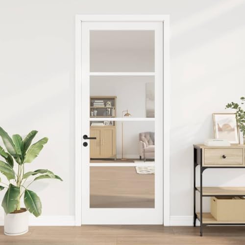 INLIFE Innend Tür mit Glas Weiß 93 x 232 cm Massivholz Kiefer und Glas,Heimwerkerbedarf,Baumaterialien,Türen,Haustüren,Weiß,30.65 KG,4102708 von INLIFE