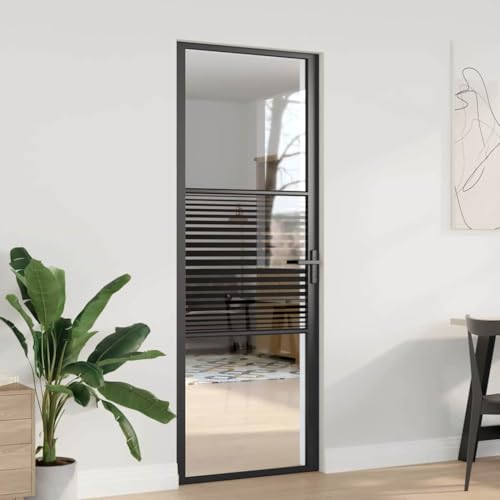 INLIFE Innentür Schwarz 76 x 201.5 cm Gehärtetes Glas, Aluminium,Heimwerkerbedarf,Baumaterialien,Türen,Haustüren,Schwarz,23.3 KG,42012453 von INLIFE