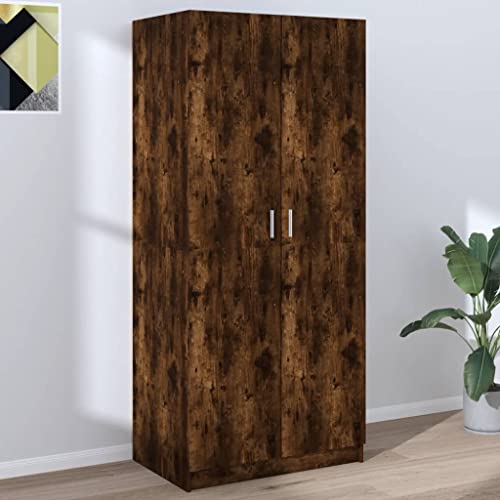 INLIFE Kleiderschrank Räuchereiche 80x52x180 cm Holzwerkstoff,Braun,54KG,815351 von INLIFE