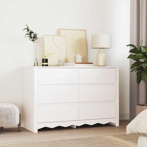 INLIFE Kommode Drammen Weiß 111 x 43 x 73,5 cm Massivholz Kiefer,Möbel,Schränke,Kommoden,Weiß,28.5 KG,42003051 von INLIFE