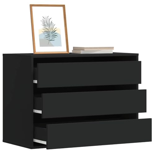 INLIFE Kommode Schwarz 80x41x58 cm Holzwerkstoff,Möbel,Schränke,Kommoden,Schwarz,26 KG,852853 von INLIFE