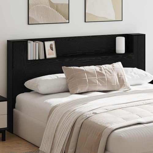 INLIFE Kopfteil Schrank mit Regal Schwarze Eiche 180 x 17 x 104,5 cm,Möbel,Betten & Zubehör,Kopf- & Fußenden,Schwarz,25.12 KG,879635 von INLIFE