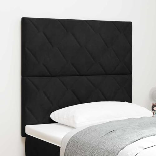 INLIFE Kopfteil Wandmontiert Geometrisch Schwarz 100 cm Samt,Möbel,Betten & Zubehör,Kopf- & Fußenden,Schwarz,11.2 KG,3337908 von INLIFE