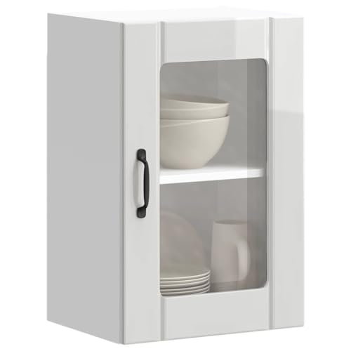 INLIFE Küchen-Hängeschrank mit Glastür Lucca Hochglanz-Weiß,Möbel,Schränke,Küchenschränke,Weiß,12.2 KG,853769 von INLIFE