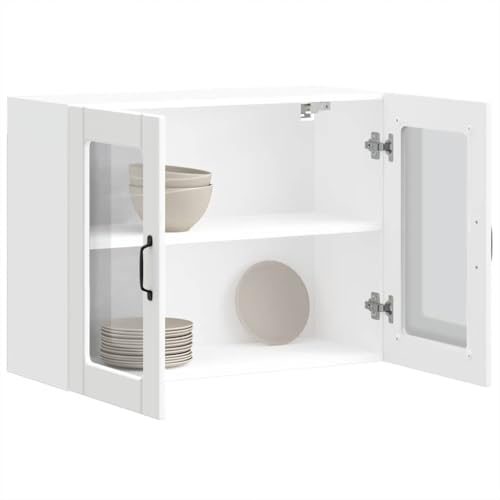 INLIFE Küchen-Hängeschrank mit Glastür Lucca Weiß Holzwerkstoff,Möbel,Schränke,Küchenschränke,Weiß,19.5 KG,853847 von INLIFE