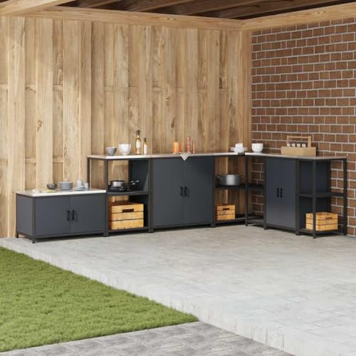 INLIFE Küchenlagerregal mit Regal mit Speicher mit Tür Anthrazit Stahl,Möbel,Schränke,Küchenschränke,Anthrazit,31.21 KG,874984 INLIFE Küchenlagerregal mit Regal mit Speicher mit Tür Anthrazit Stahl,Möbel,Schränke,Küchenschränke,Anthrazit,31.21 KG,874984 von INLIFE