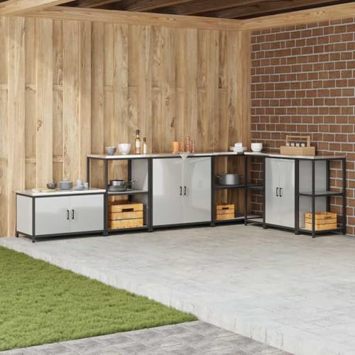 INLIFE Küchenlagerregal mit Regal mit Tür Silber Galvanisierter Stahl,Möbel,Schränke,Küchenschränke,Silber,21.76 KG,875001 INLIFE Küchenlagerregal mit Regal mit Tür Silber Galvanisierter Stahl,Möbel,Schränke,Küchenschränke,Silber,21.76 KG,875001 von INLIFE