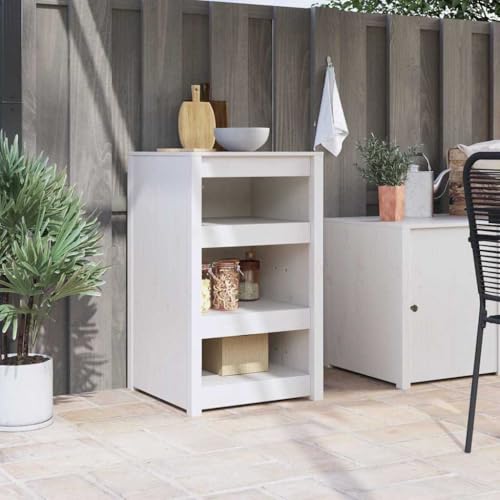 INLIFE Küchenschrank mit Regal Weiß 55 x 55 x 92 cm Massivholz Kiefer,Möbel,Schränke,Küchenschränke,Weiß,19.8 KG,868158 von INLIFE