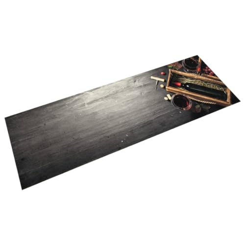 INLIFE Küchenteppich Waschbar Weinflasche 45x150 cm Samt,Heim & Garten,Dekoration,Fußmatten,Grau,3.52 KG,4005602 von INLIFE