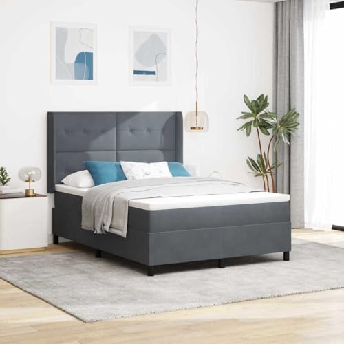 INLIFE LED Boxspringbett mit Matratze Dunkelgrau 160 x 200 cm Samt,Möbel,Betten & Zubehör,Betten & Bettgestelle,Grau,81.62 KG,3343875 von INLIFE