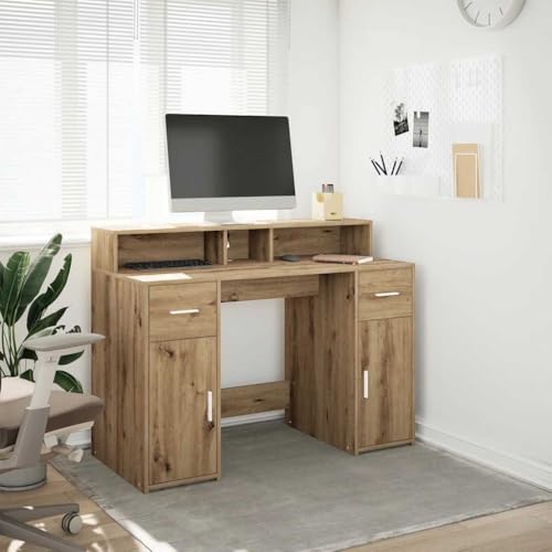 INLIFE LED-Schreibtisch Artisan-Eiche 120x55x91 cm Holzwerkstoff,Möbel,Büromöbel,Schreibtische,Braun,48.2 KG,3309419 von INLIFE