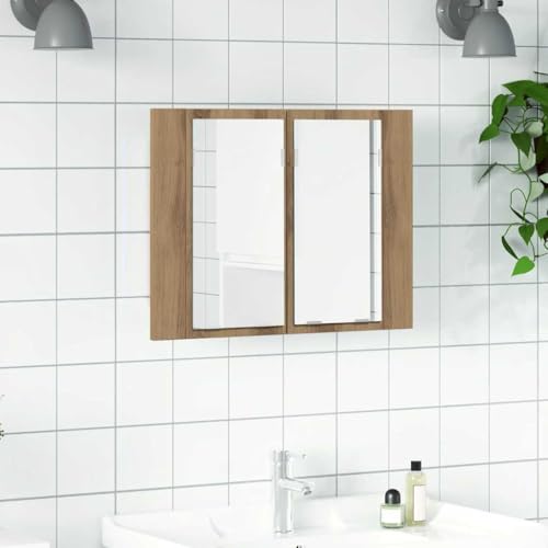 INLIFE LED-Spiegelschrank Artisan-Eiche 60x12x45 cm Holzwerkstoff,Möbel,Schränke,Spiegel- & Waschbeckenunterschränke,Badezimmerwaschtische,Braun,8.95 KG,856283 von INLIFE
