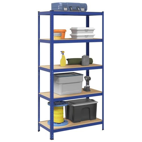 INLIFE Lagerregal mit 5 Böden Blau Stahl & Holzwerkstoff,Wirtschaft & Industrie,Gewerbliche Lagerung,Industrieregale,Blau,16.86 KG,4016961 von INLIFE