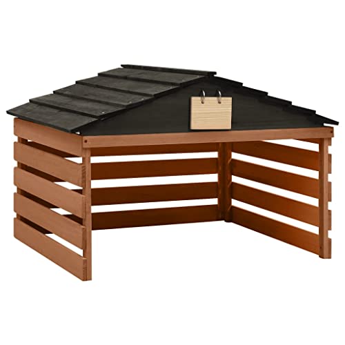 INLIFE Mähroboter-Garage Schwarz und Braun 78x74x54 cm Tannenholz von INLIFE