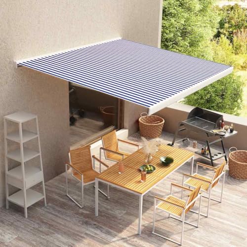 INLIFE Markisenbespannung Canvas Blau & Weiß 350x250 cm,Heim & Garten,Rasen & Garten,Garten & Balkon,Markisen,Blau,2.85 KG,145711 von INLIFE
