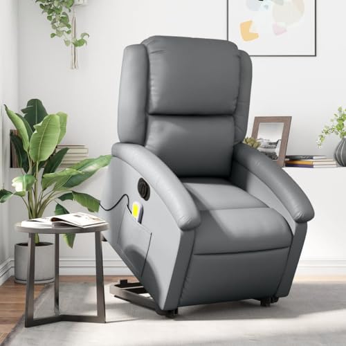 INLIFE Massagesessel mit Aufstehhilfe Elektrisch Grau Kunstleder,Möbel,Stühle,Sessel,Grau,30 KG,3204250 von INLIFE