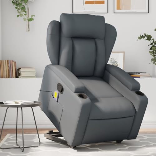 INLIFE Massagesessel mit Aufstehhilfe Grau Kunstleder,Möbel,Stühle,Sessel,Grau,28.05 KG,3204554 von INLIFE