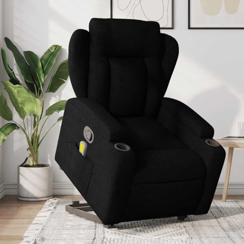 INLIFE Massagesessel mit Aufstehhilfe Schwarz Stoff,Möbel,Stühle,Sessel,Schwarz,27.35 KG,3204496 von INLIFE