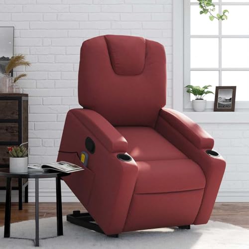 INLIFE Massagesessel mit Aufstehhilfe Weinrot Kunstleder,Möbel,Stühle,Sessel,Rot,27.15 KG,3204441 von INLIFE