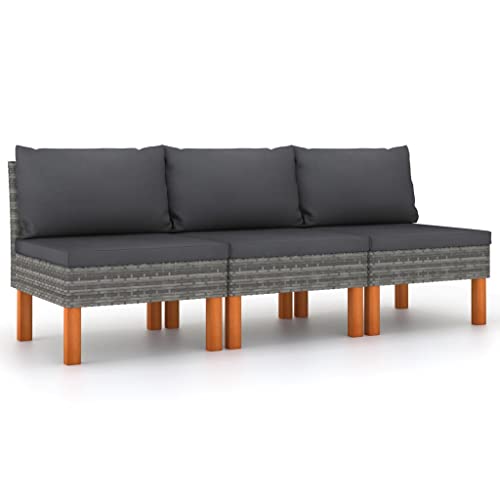 INLIFE Mittelsofas 3 STK. Poly Rattan und Eukalyptus Massivholz-5759 von INLIFE