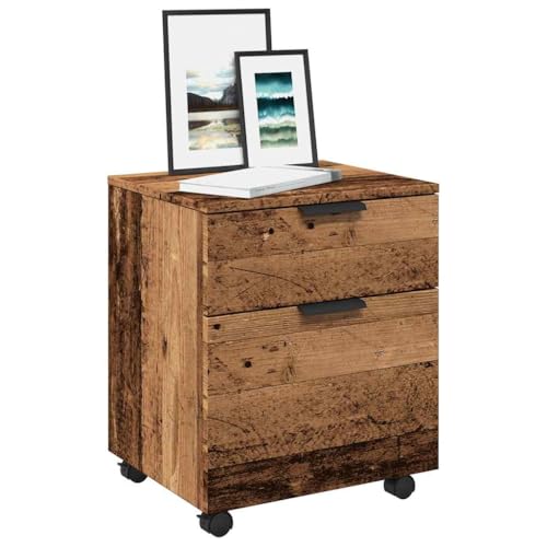 INLIFE Mobiler Aktenschrank mit Rollen Altholz 45x38x54 cm,Möbel,Schränke,Braun,12.35 KG,856949 von INLIFE